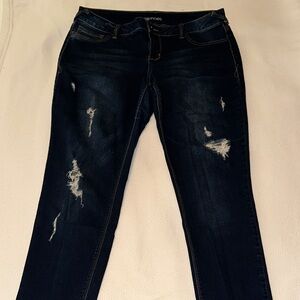 Maurices Dark Blue Distressed Skinny Jeans